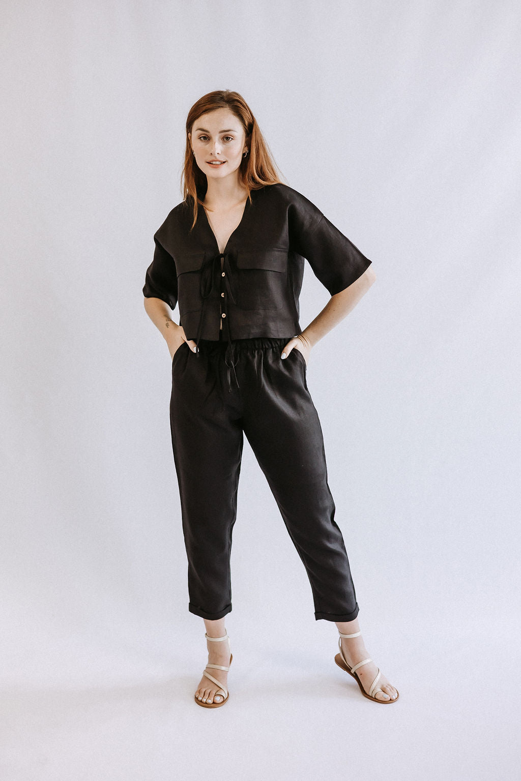 Tapered Paperbag Pants