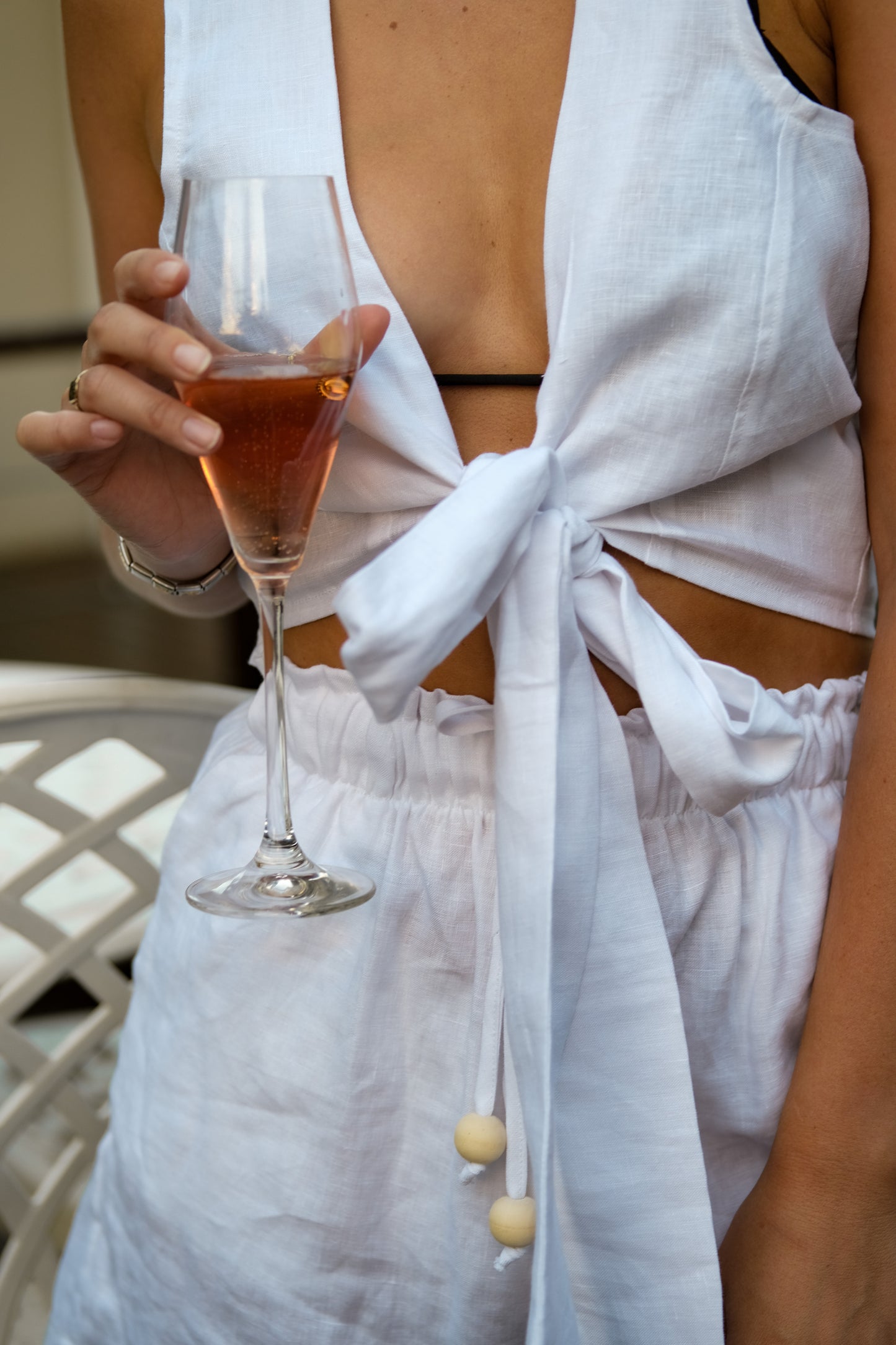 Sleeveless Tie Front Top
