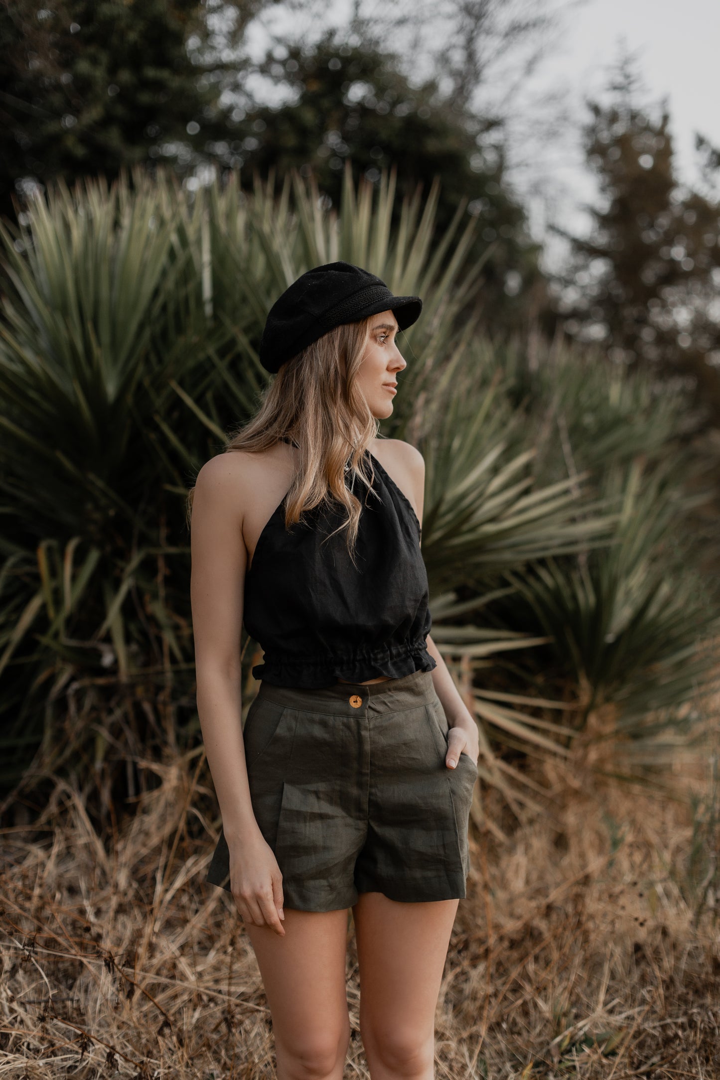 High Neck Drawstring Top