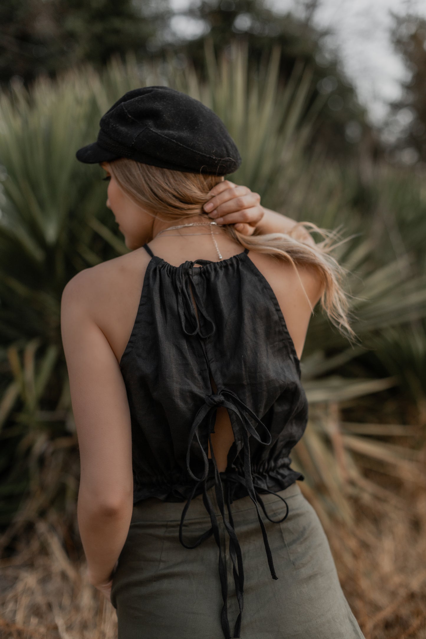 High Neck Drawstring Top