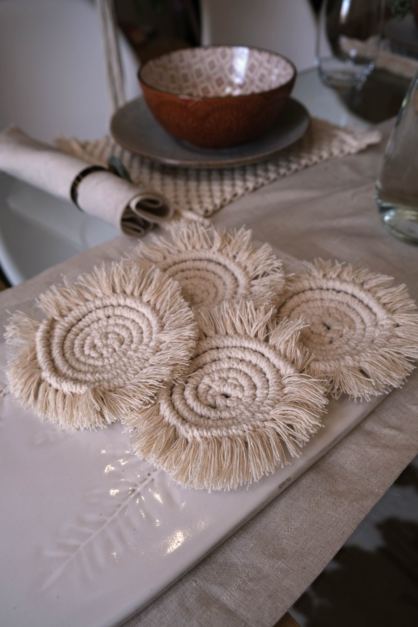 Round Macrame Coasters (4)
