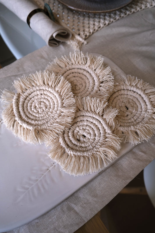 Round Macrame Coasters (4)