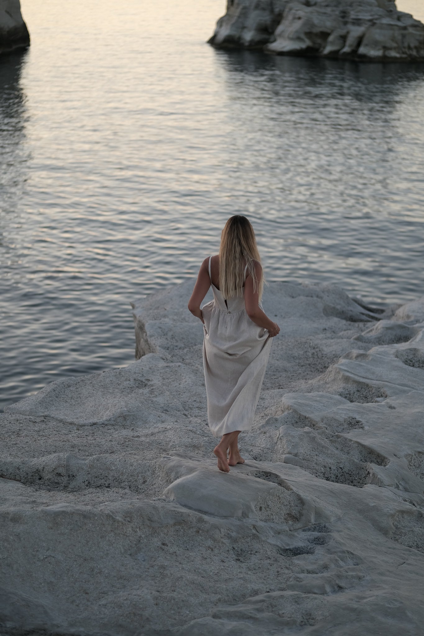 Maxi gathered dress - Stone