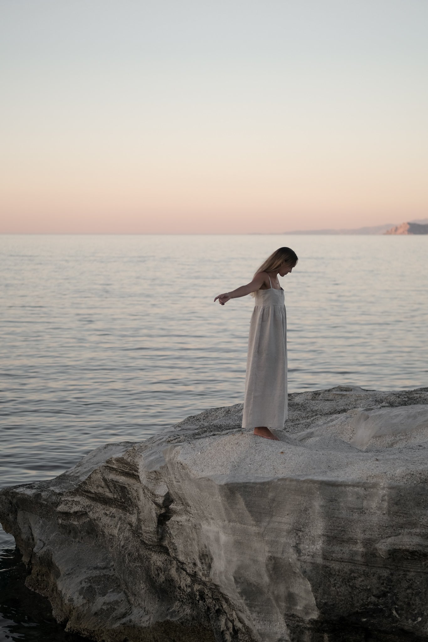 Maxi gathered dress - Stone
