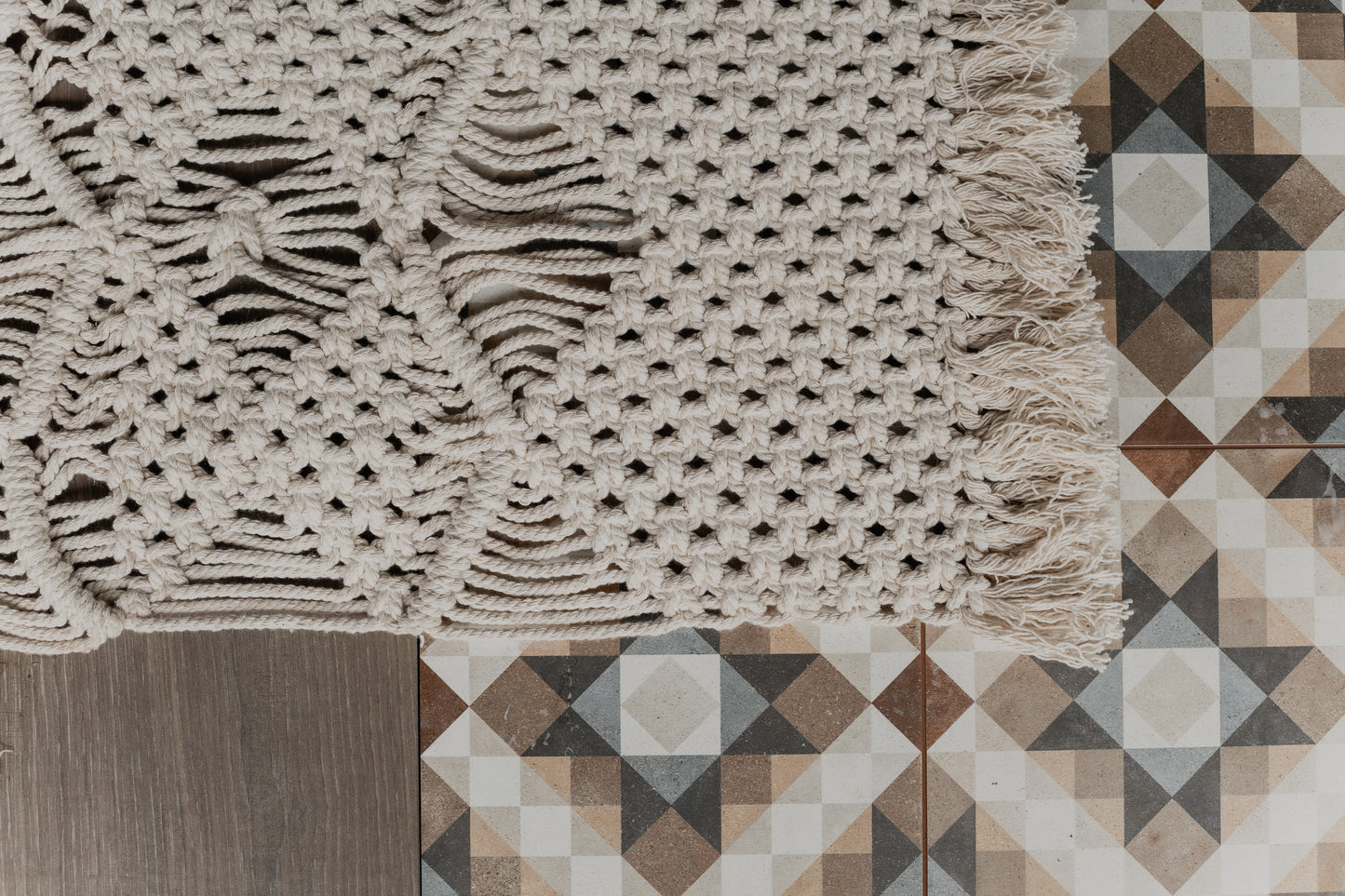 Bedside Patterned Macrame Rug