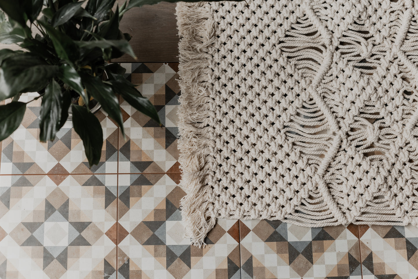 Bedside Patterned Macrame Rug
