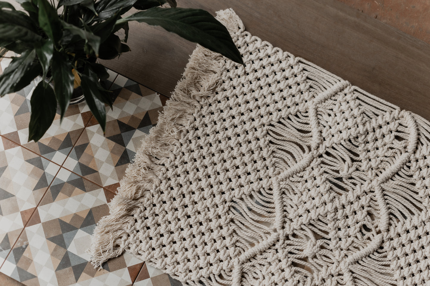 Bedside Patterned Macrame Rug